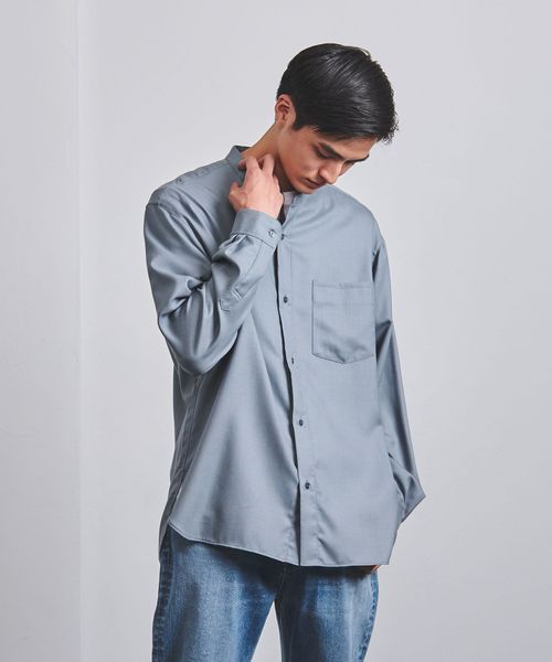 <UNITED ARROWS> ウールビエラ ソリッド バンドカラー シャツ
