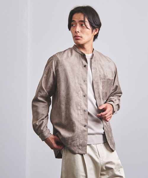 UNITED ARROWS> ウールビエラ ソリッド バンドカラー シャツ