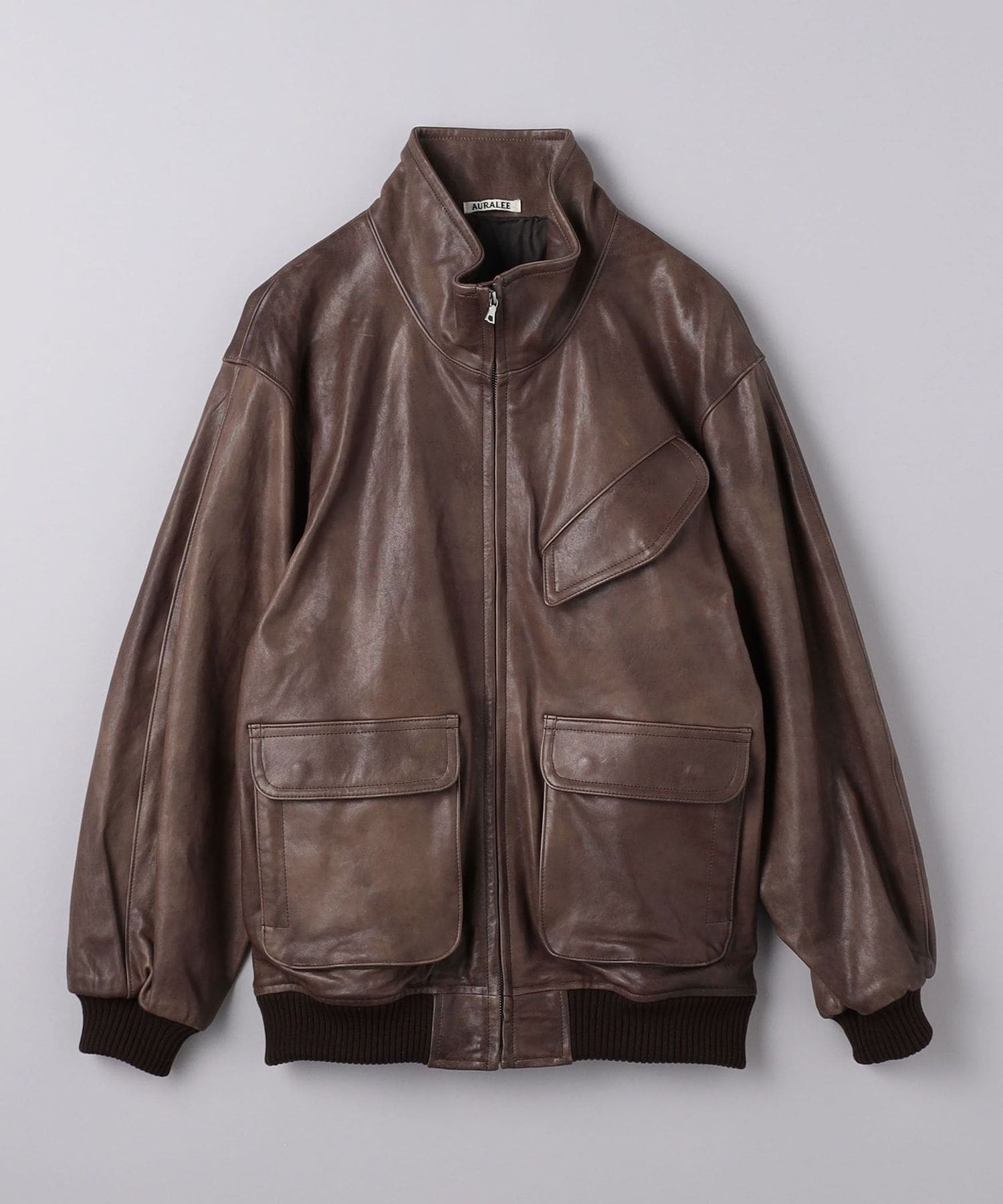 AURALEE HEAVY LAMB LEATHER ZIP BLOUSON
