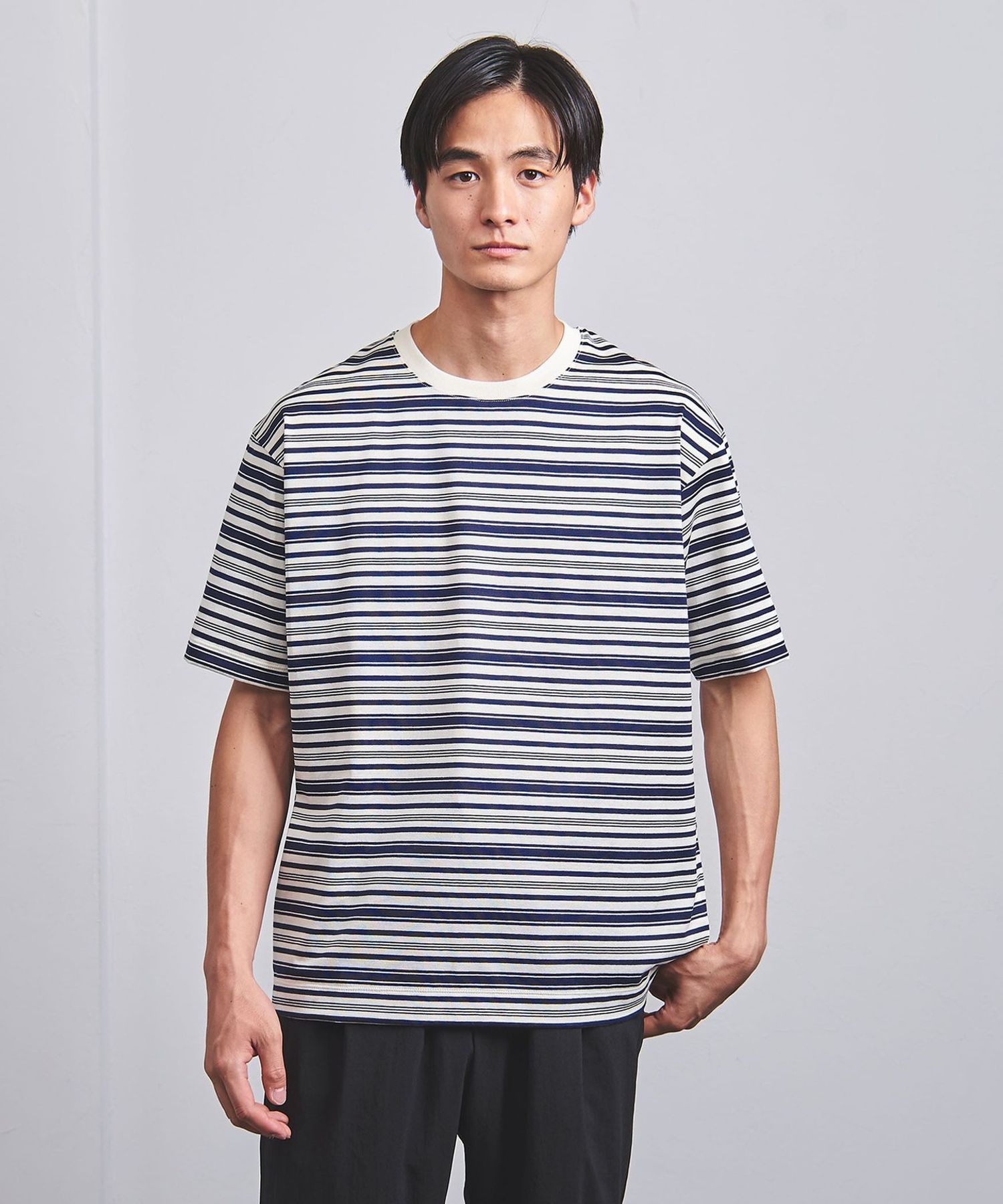 ミラノリブ マルチボーダー Tシャツ ―ウォッシャブル―