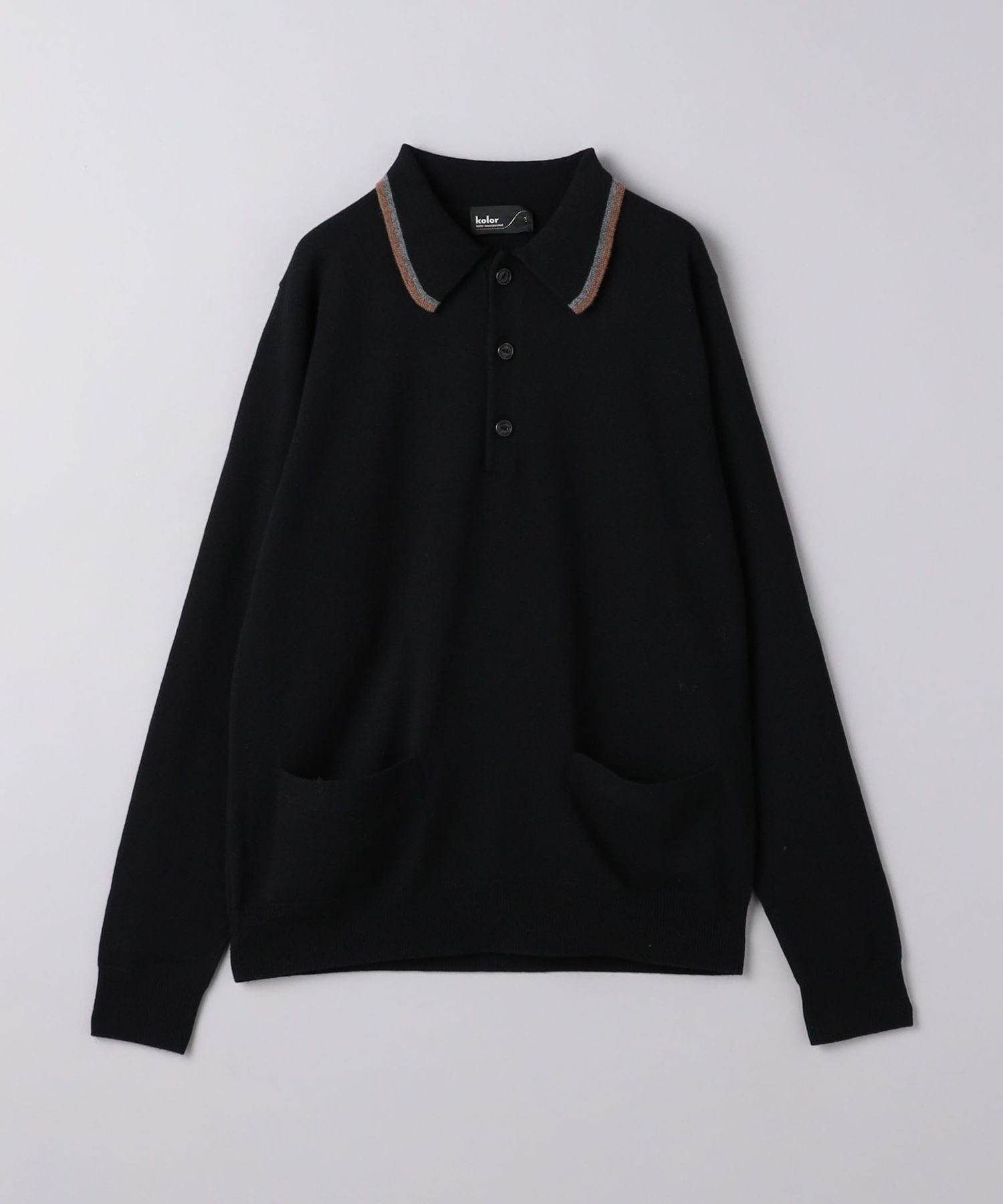 kolor＞ ロングスリーブ ニット プルオーバー ポロシャツ