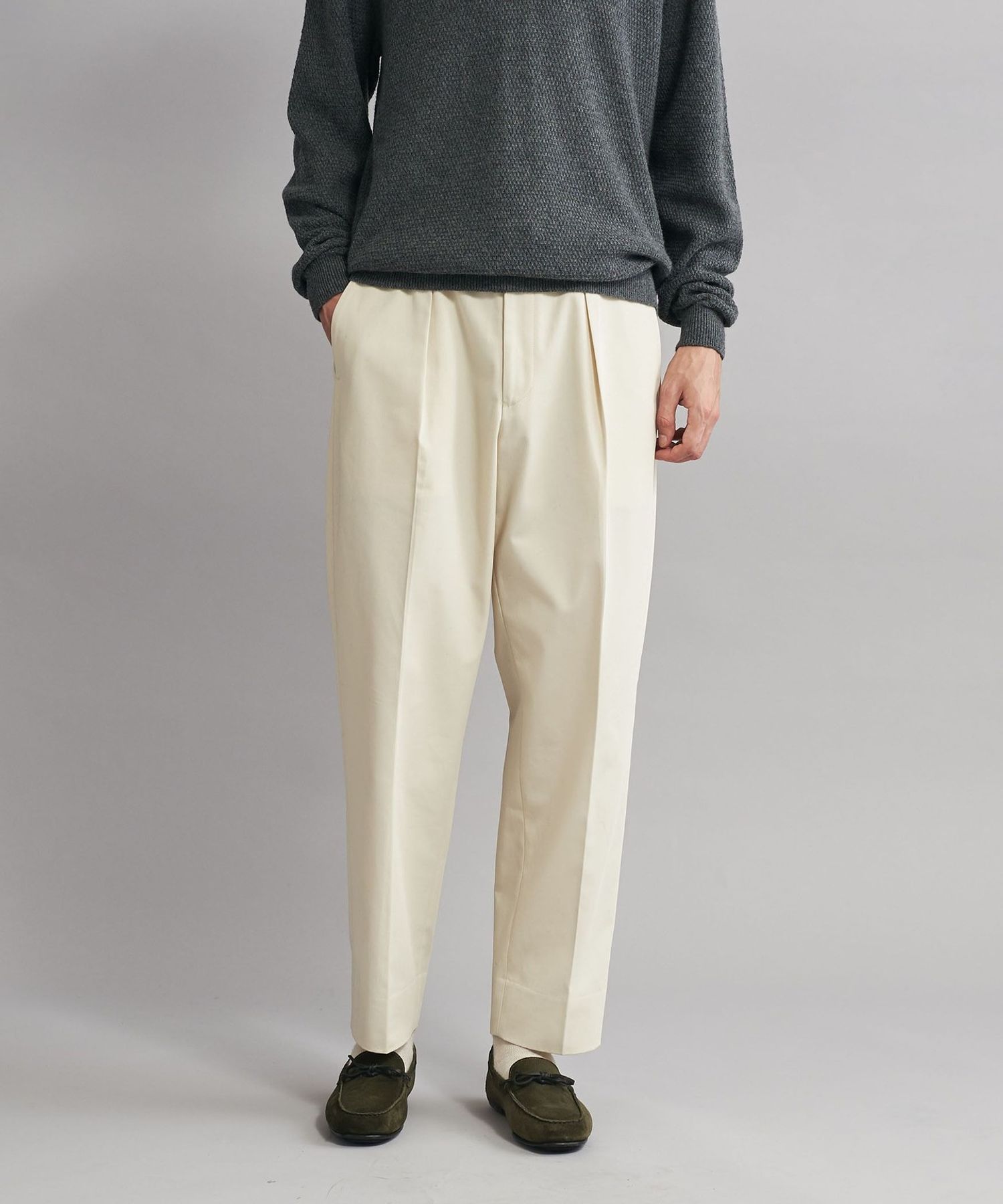 SOVEREIGN＞ コットン ツイル 1プリーツ パンツ 