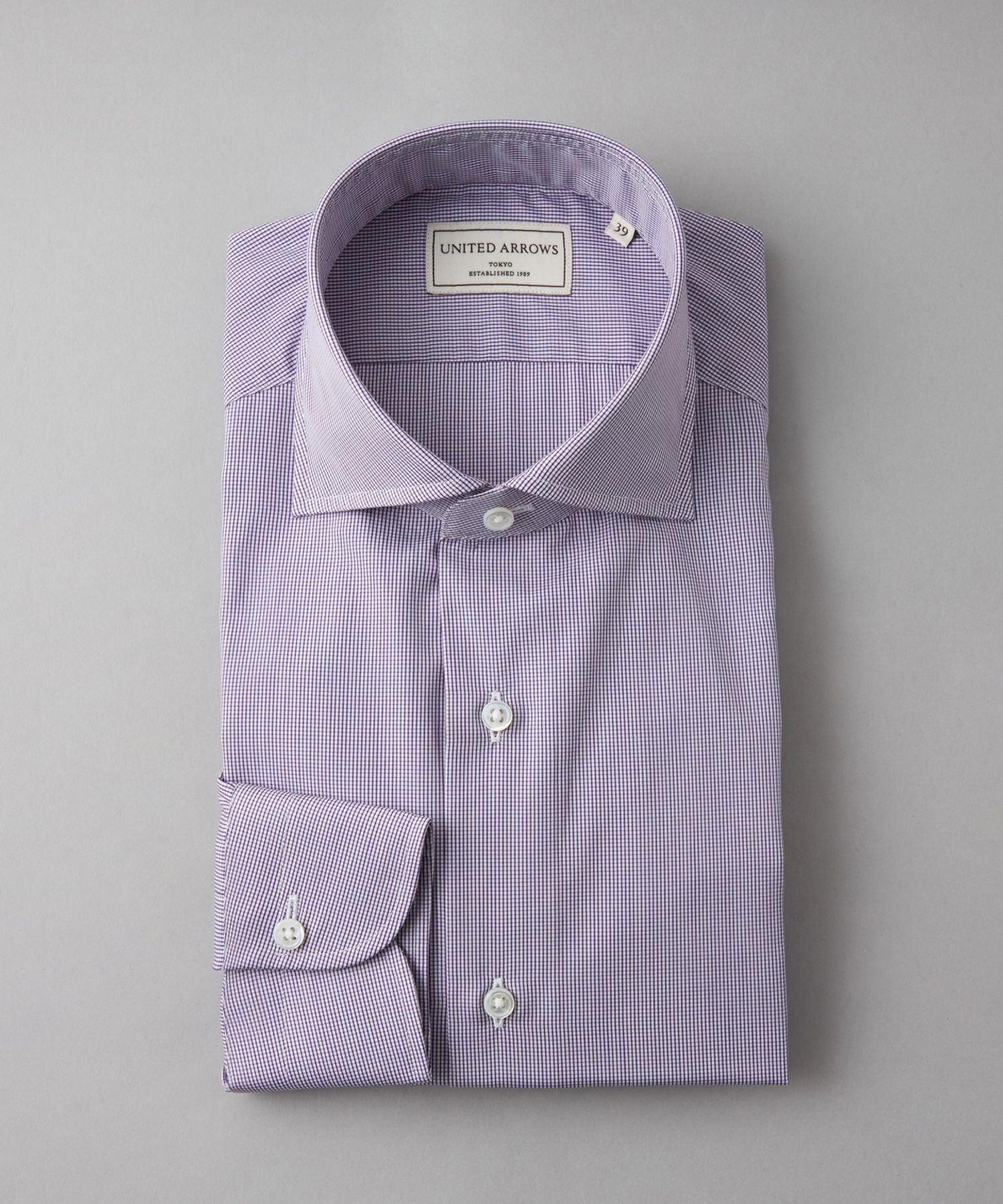 未使用　grin モノトーンチェック　ウールオーバーワイドシャツ　バンドカラー 未使用 grin モノトーンチェック ウールオーバーワイドシャツ