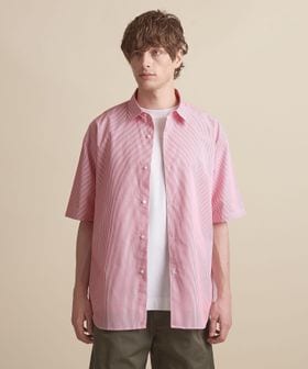 UNITED ARROWS/ワイドフォルム レギュラーカラー ショートスリーブ ストライプシャツ/シャツ / ブラウス