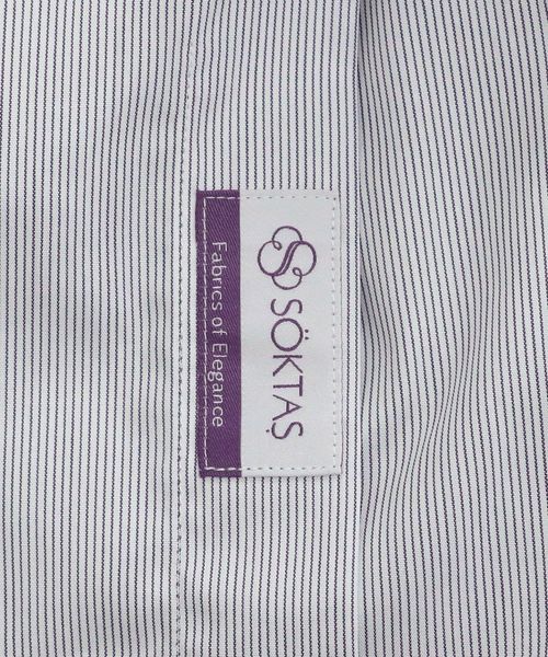 極美品UNITED ARROWS × SOKTAS　ストライプ長袖シャツ38　綿 SOKTAS ヘアラインストライプ セミワイドカラーシャツ
