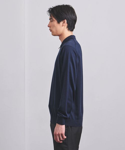 UNITED ARROWS コットン ハイゲージ ニット ポロシャツ 長袖 ギザコットン ハイゲージ ニット ポロシャツ ―ウォッシャブル―