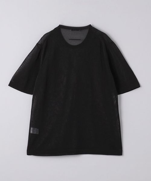 スローン シアー ショートスリーブ クルーネック ニット サマーニット 新品 黒 別注】<SLOANE> シアー ショートスリーブ クルーネック ニット