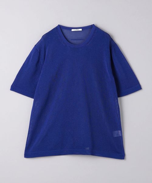 SLOANE ショートスリーブクルーネックニット グリーン 別注】＜SLOANE＞ シアー ショートスリーブ クルーネック ニット