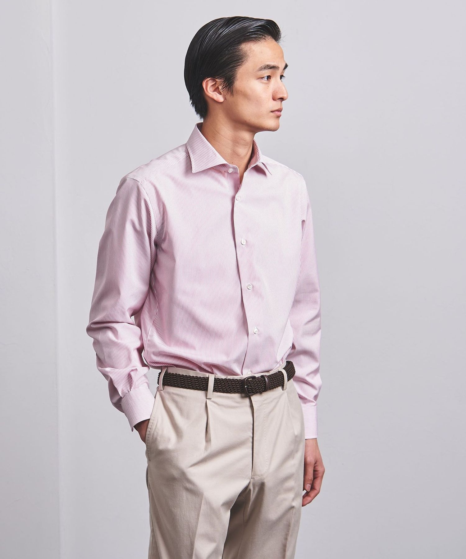 tシャツ 「イージーケア」ストライプジャージー バンドカラー カットソー レディース イージーケア】ストライプジャージー バンドカラー カットソー