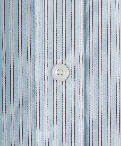 Charvet＞ ブルーストライプ セミワイドカラーシャツ