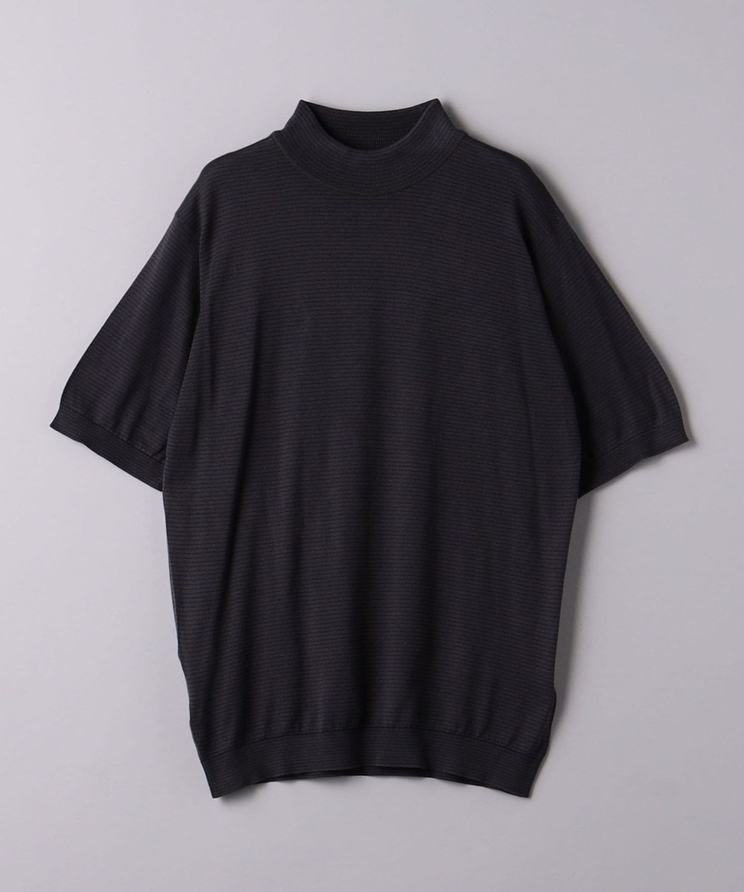 【かげやん】<ジョンスメドレー> ボーダー モックネック ショートスリーブ JOHN SMEDLEY> ボーダー モックネック ショートスリーブ プル