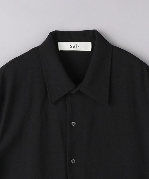 Sefr SS21 Black Suneham Shirt 黒シャツ(襟あり) Suneham Shirt in Black Crepe