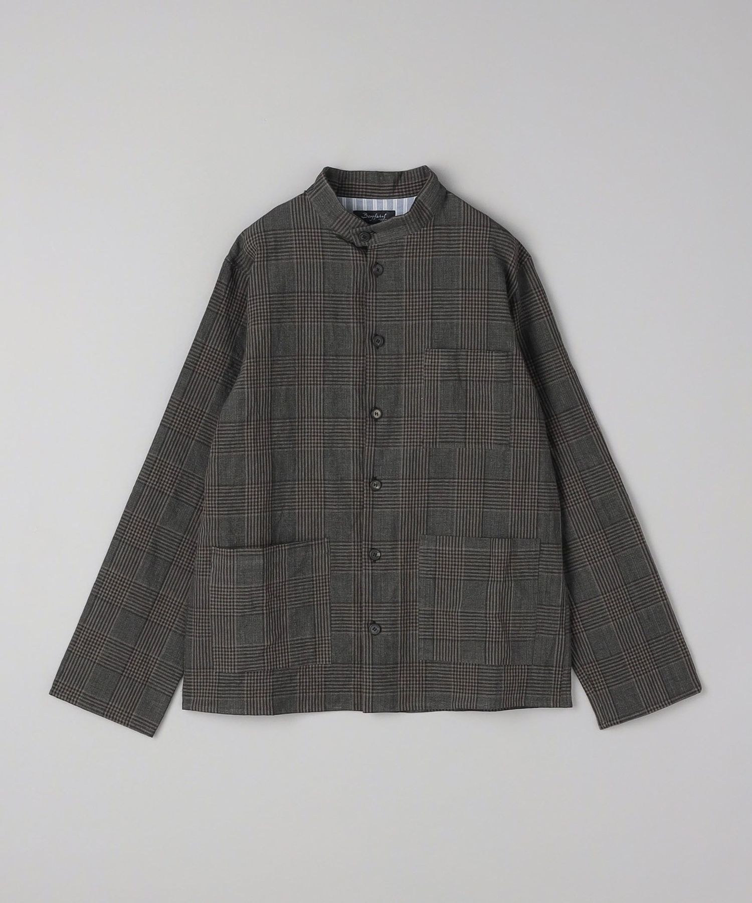 Bergfabel＞ worker shirt/チェック スタンドカラーシャツ