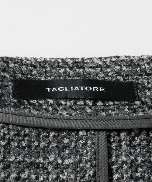 TAGLIATORE 48Rグレー系テーラードジャケ TAGLIATORE＞グレー ブークレ シングル 2ボタン テーラード