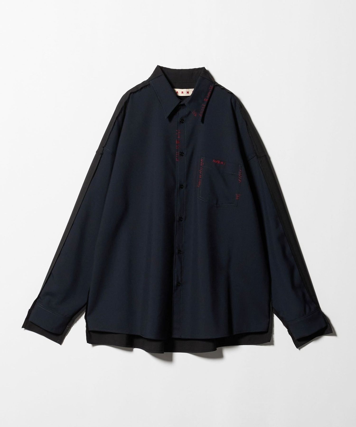 希少 MARNI 2014SS ノーカラーシャツ 羊革 ブラック Marni レザー シャツ | ブラック | FARFETCH JP
