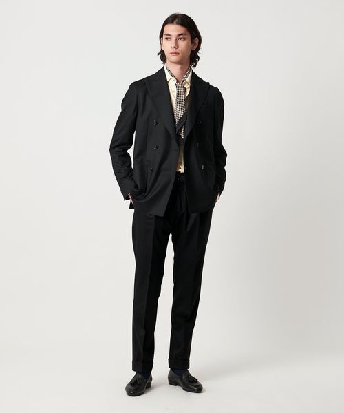 [新品未使用]定価5万caruso ワンプリーツ ウールスラックス カーキ 46 新品未使用]定価5万caruso ワンプリーツ ウールスラックス