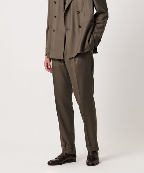 [新品未使用]定価5万caruso ワンプリーツ ウールスラックス カーキ 46 All American Khakis オールアメリカンカーキーズ 8.5 oz