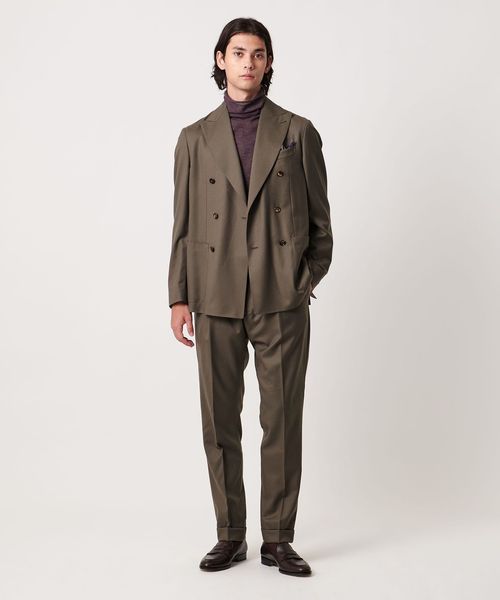 [新品未使用]定価5万caruso ワンプリーツ ウールスラックス カーキ 46 新品未使用]定価5万caruso ワンプリーツ ウールスラックス