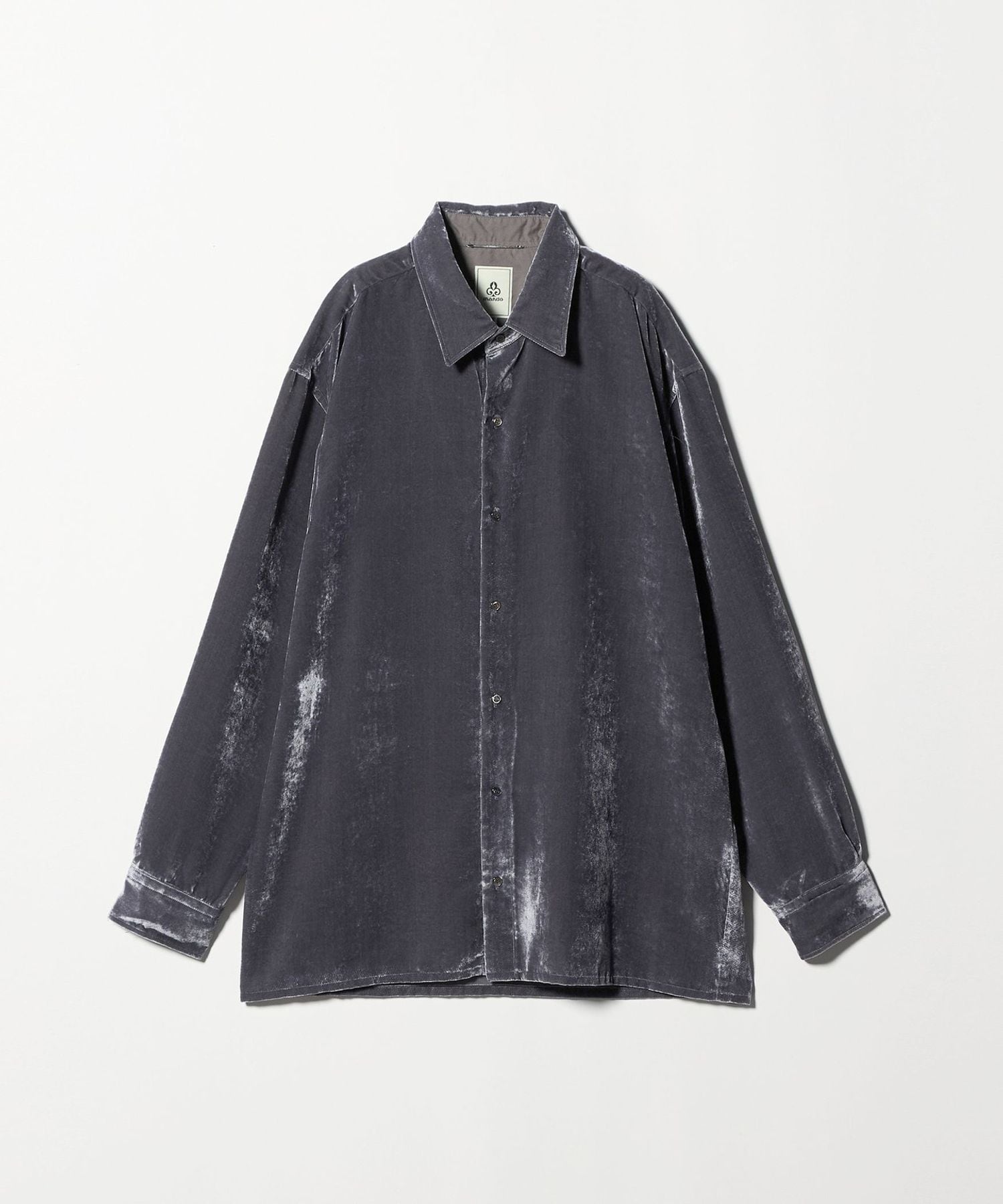 MARK & LONA ベルベットシャツ 黒 mando＞ベルベット シャツ