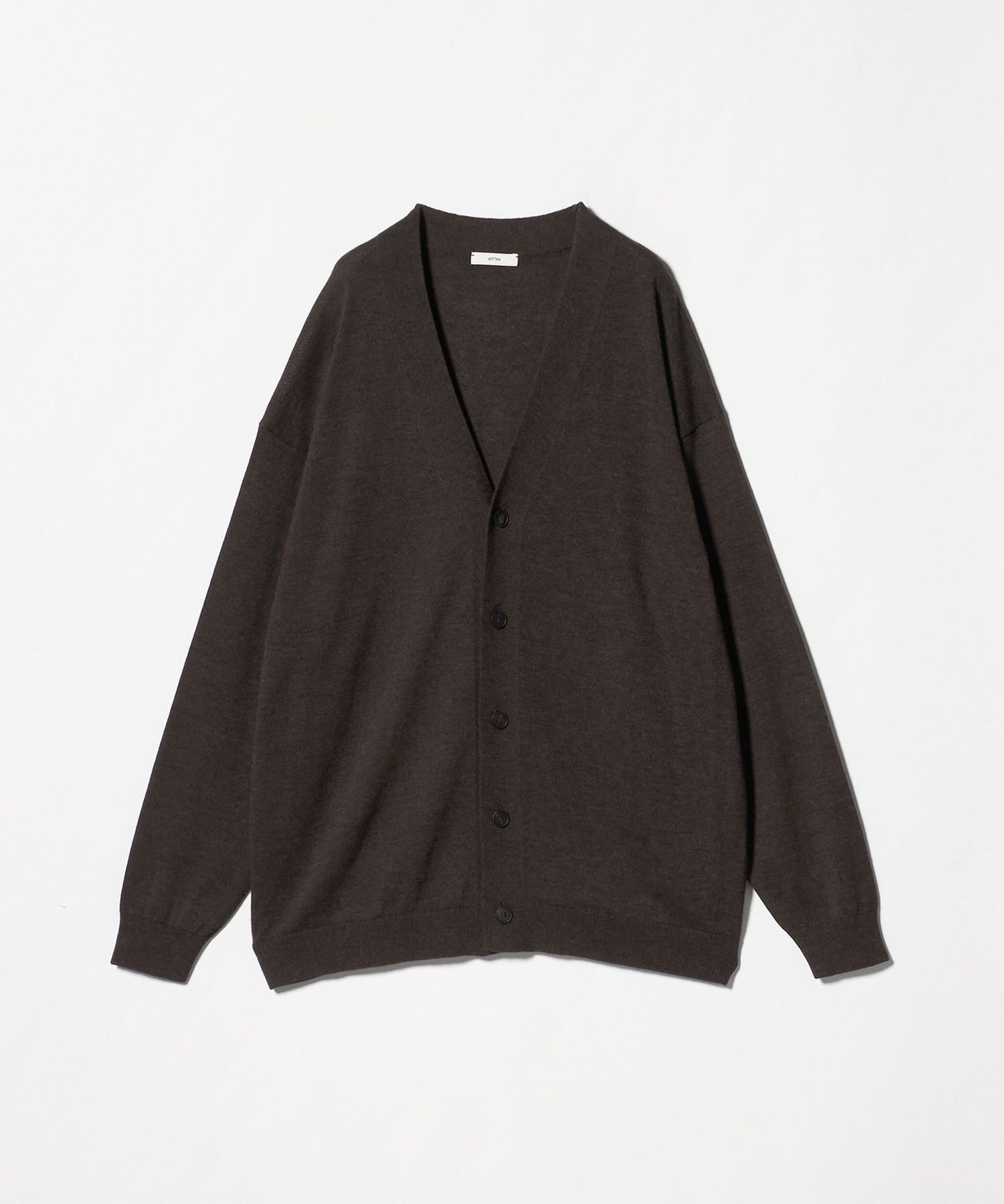 avenchumu カーディガン ブラック ATON＞OVERSIZED CARDIGAN/オーバーサイズ カーディガン