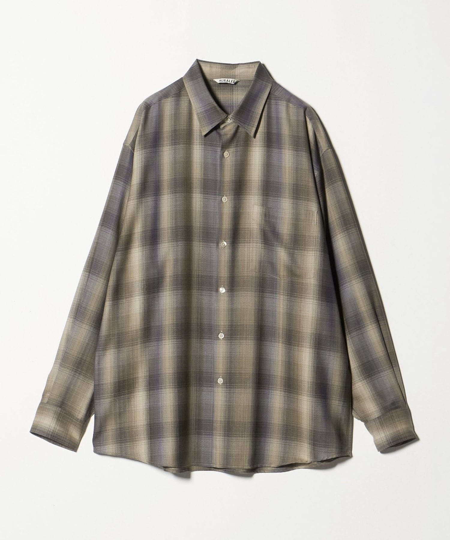 AURALEE＞SUPER LIGHT WOOL CHECK SHIRT/ウール チェックシャツ