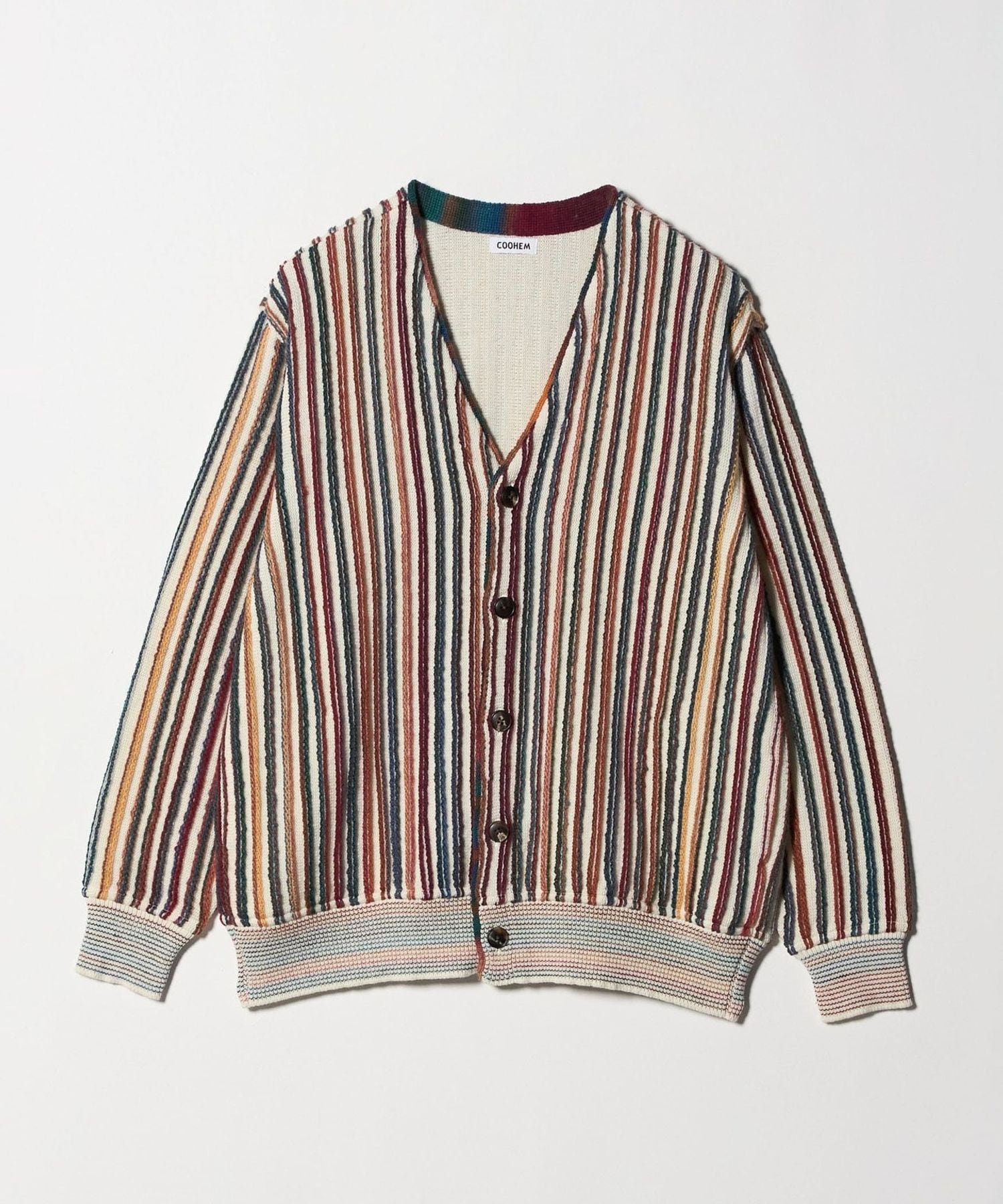COOHEM＞KASURI STRIPE KNIT CARDIGAN/ストライプ カーディガン
