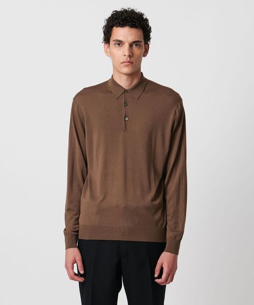 UNITED ARROWS コットン ハイゲージ ニット ポロシャツ 長袖 UNITED ARROWS コットン ハイゲージ ニット ポロシャツ 長袖
