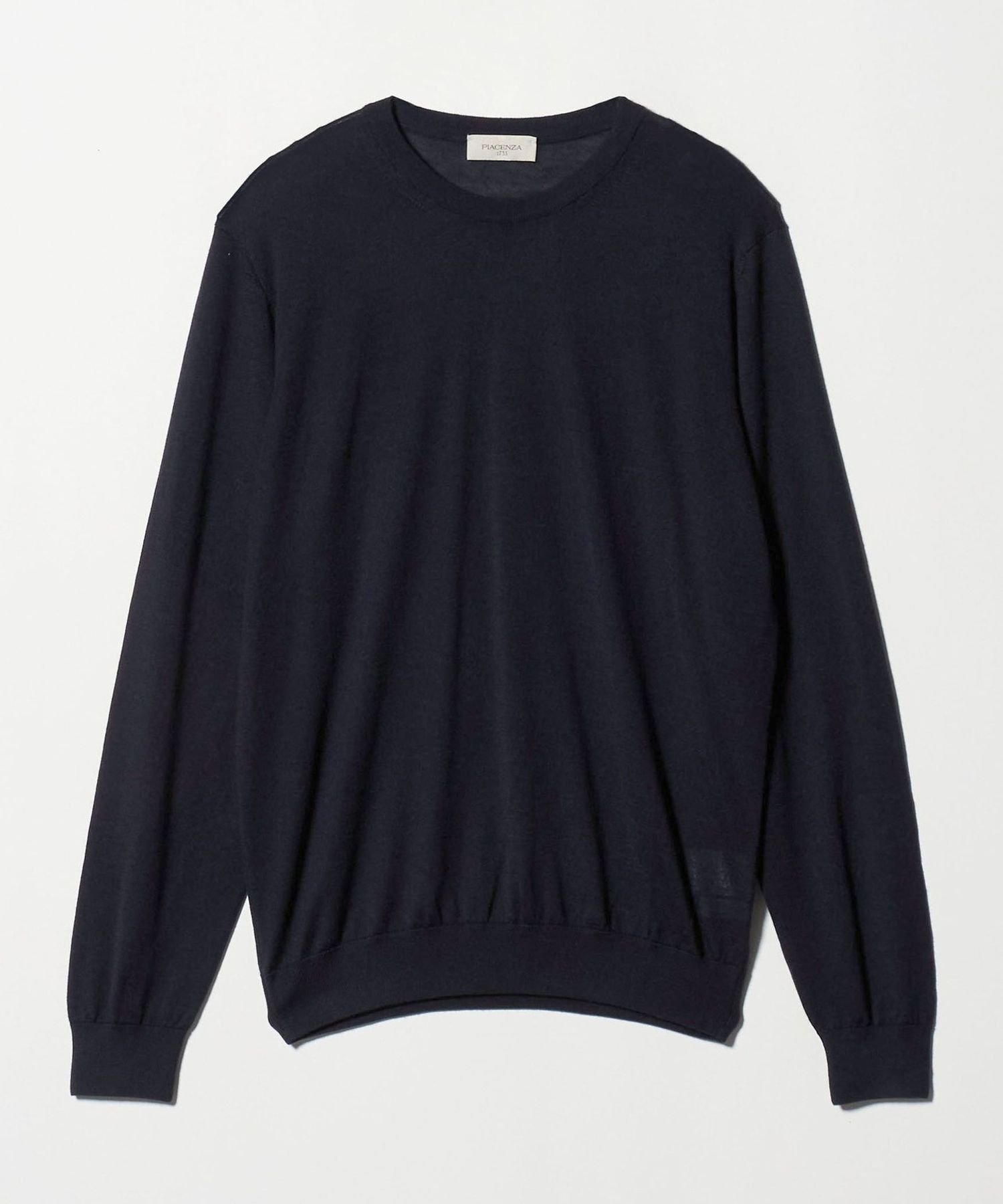 美品✨エブール 21SS カシミヤ混7分袖ニット クルーネック ハイゲージ PIACENZA>カシミヤ シルク ハイゲージ クルーネックニット