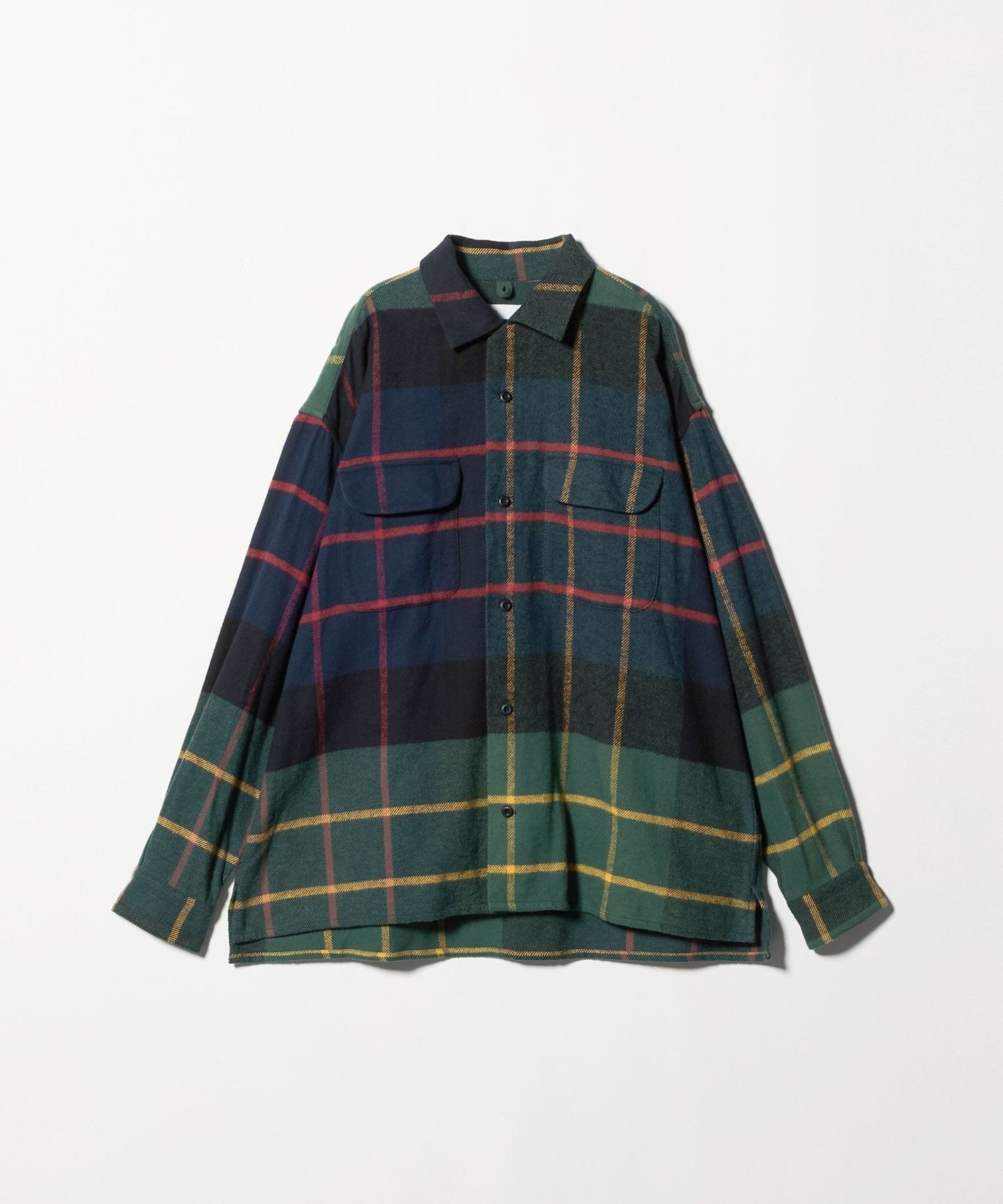 ts(s)＞Large Tartan Plaid Round Flap Pocket Baggy Shirt/タータン