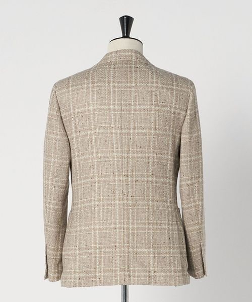 LARDINI ラルディーニ ベージュ チェック柄 テーラードジャケット リネン ベージュ系 LARDINI(ラルディーニ) テーラードジャケット(メンズ