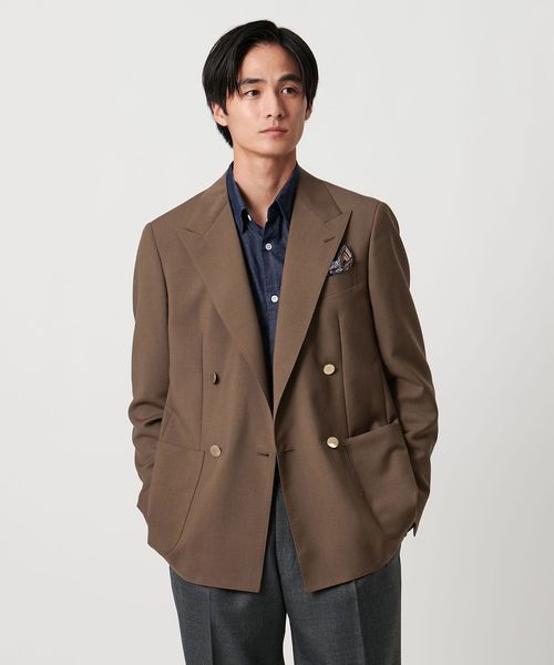 ウール モヘヤ 4ボタン ダブルブレストブレザー S‐MODEL