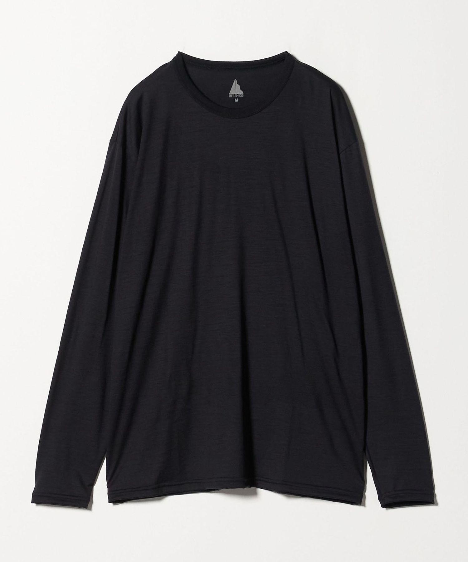 HERENESS ブラック ロングスリーブ M HERENESS＞SMOOTH WOOL T―SHIRT LONG SLEEVE/ウール ロング