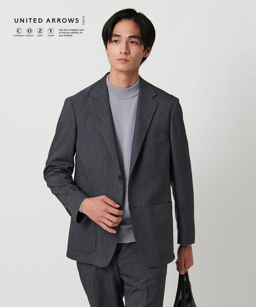 UNITED ARROWS/デニムライク シングル ２ボタン テーラード ジャケットUA COZY ‐ウォッシャブル・ヨコストレッチ‐/セットアップ ジャケット