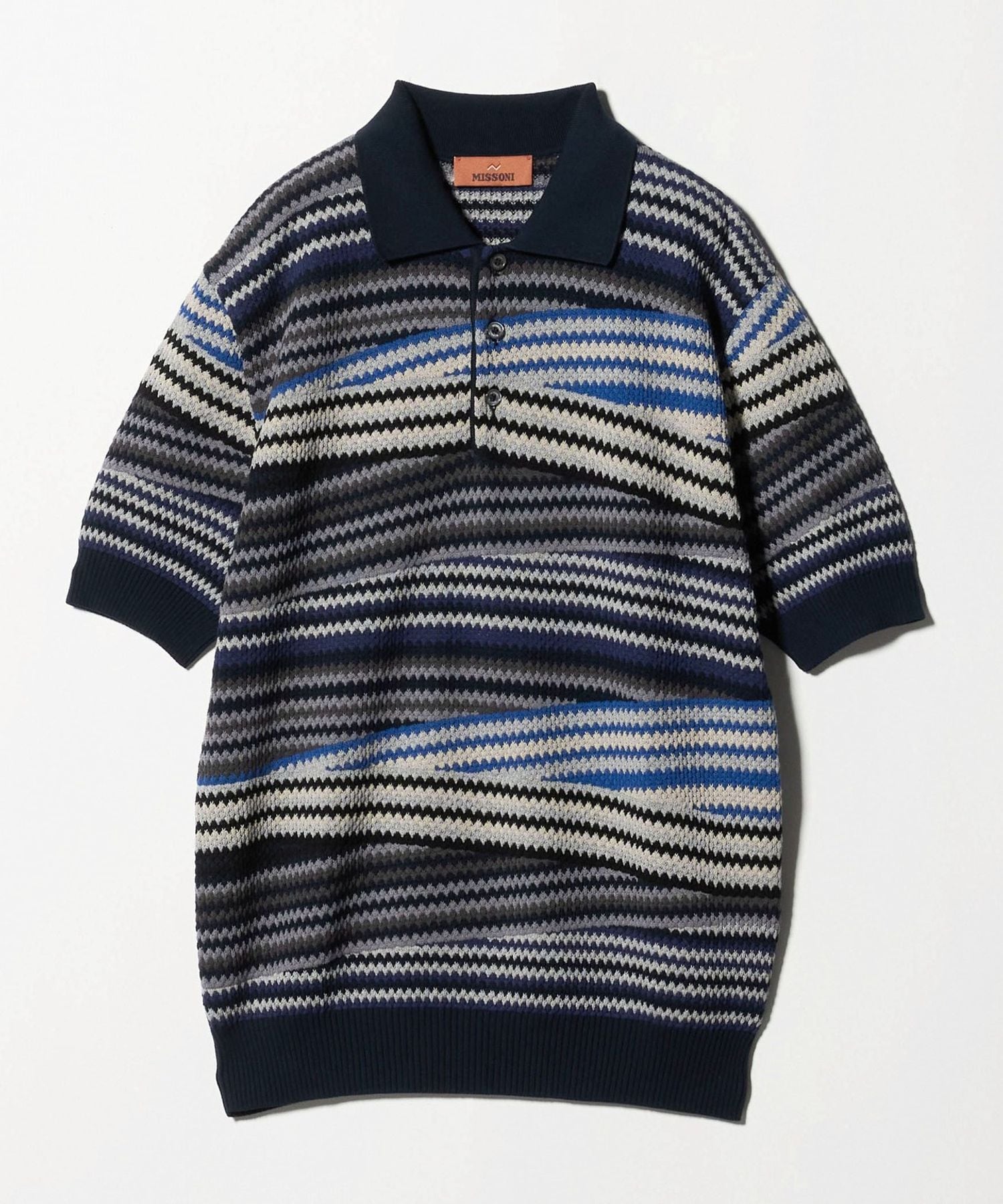 ✨極美品✨ミッソーニ MISSONIポロシャツ 半袖 ボーダー マルチカラー L MISSONI＞ボーダーニット ポロシャツ