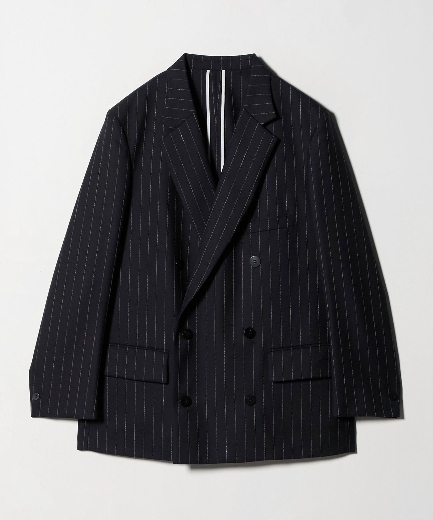 outil ウール×リネン　ピンストライプ　ダブルコート outil ウール×リネン ピンストライプ ダブルコート - メルカリ
