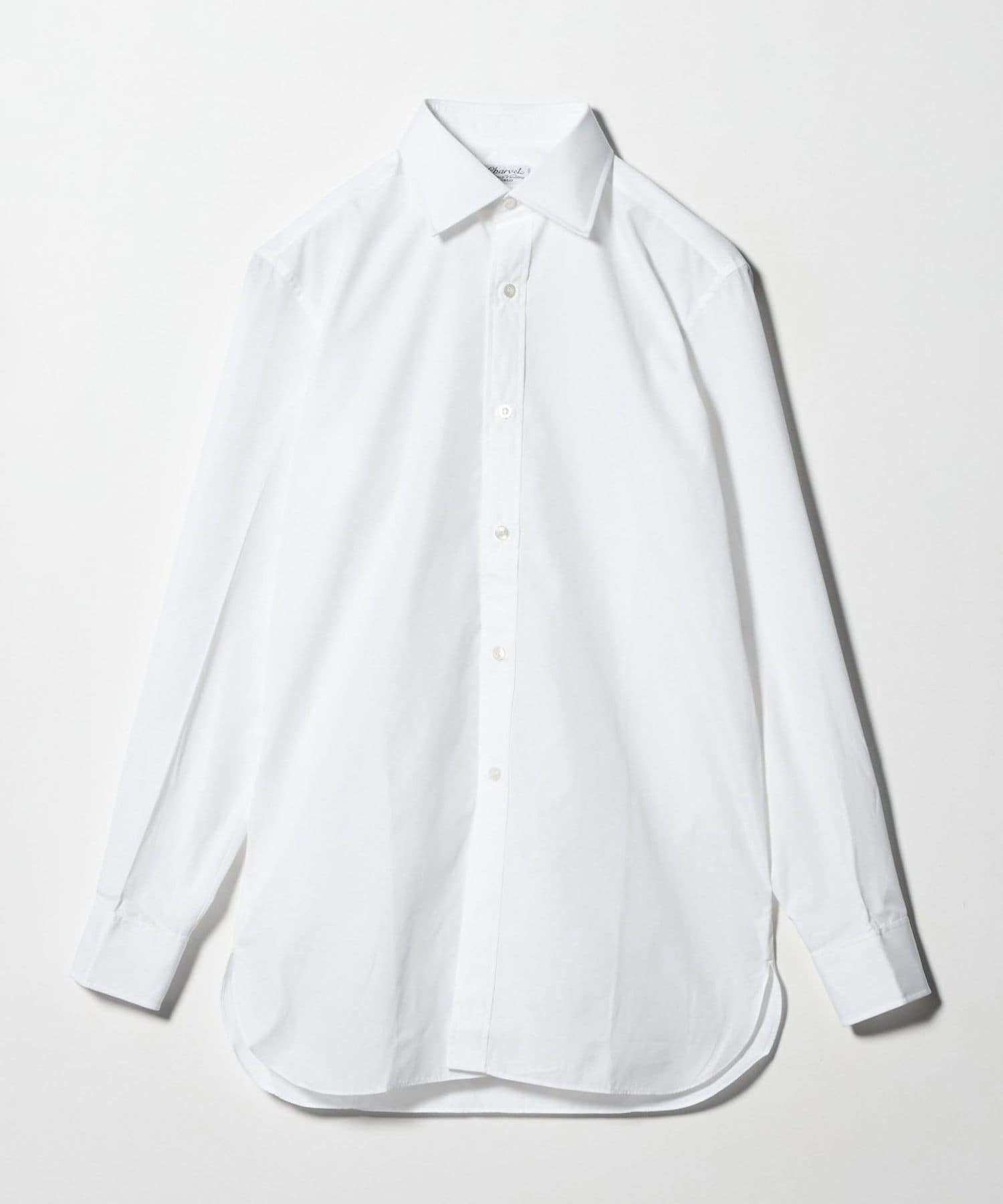 Charvet＞ホワイト ポプリン セミワイドカラーシャツ
