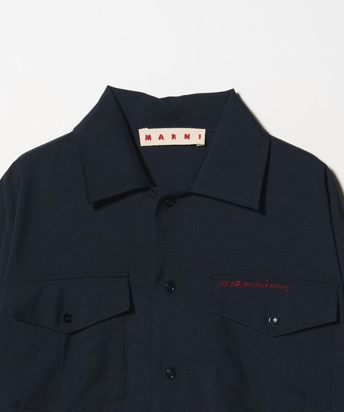 MARNI ロゴオープンカラーシャツ SALE】MARNI（マルニ）コットンポプリンオープンカラーロゴS/S