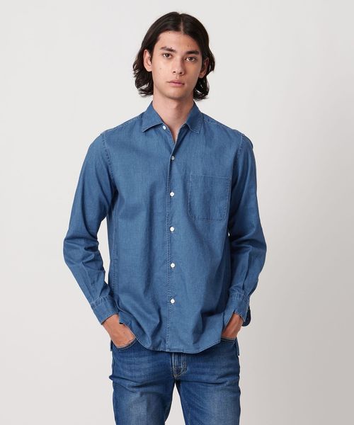 BLUE BLUE ロゴピスネーム デニムシャツチュニック 1 インディゴ BLUE BLUE ロゴピスネーム デニムシャツチュニック 1 インディゴ