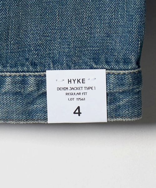 HYKE デニム コート 1 HYKE＞DENIM JACKET / TYPE1 REGULAR FIT/ウォッシュド デニム