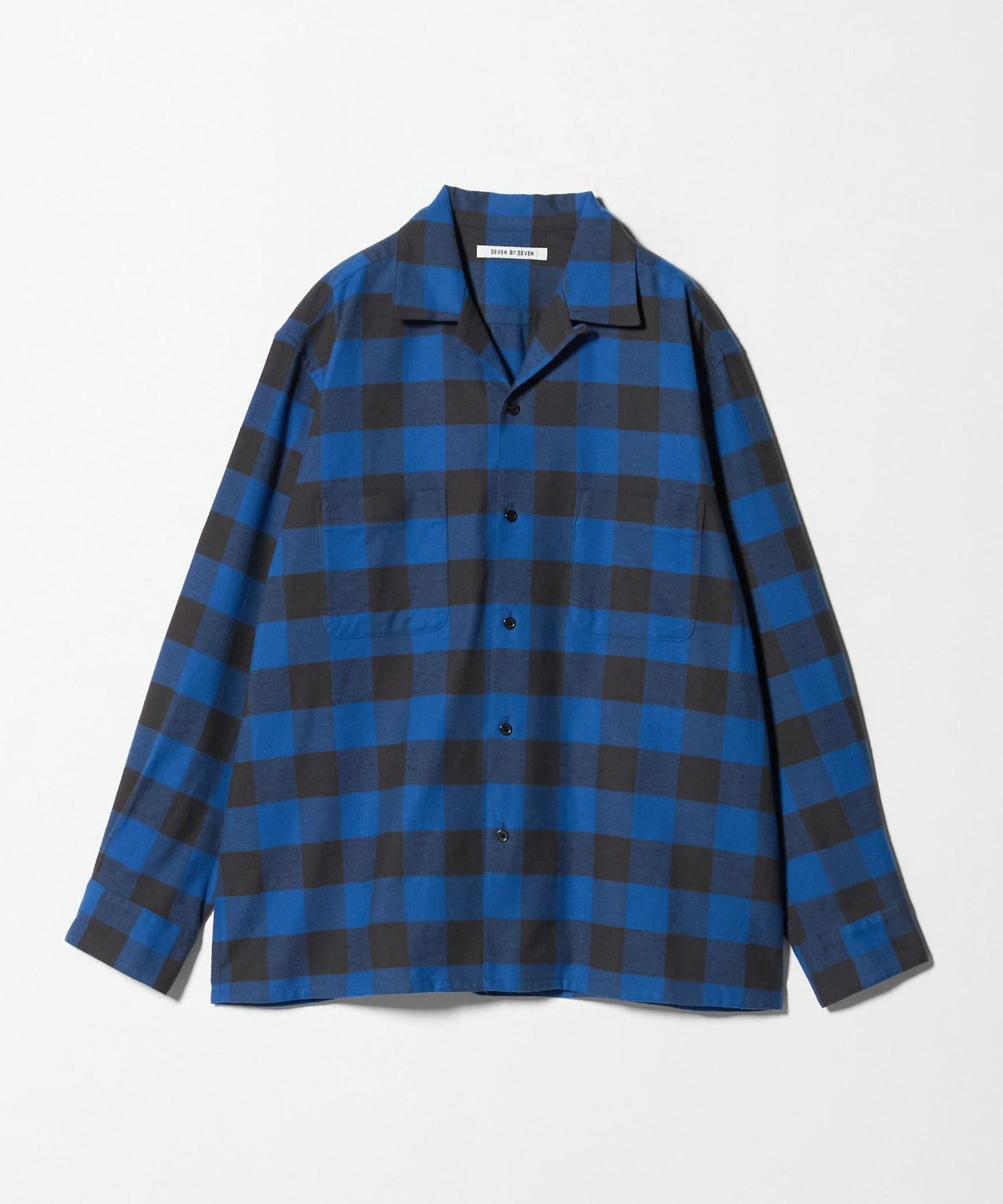 A4 ７名様 SEVEN BY SEVEN＞BUFFALO CHECK OPEN COLLAR SHIRTS/バッファロー
