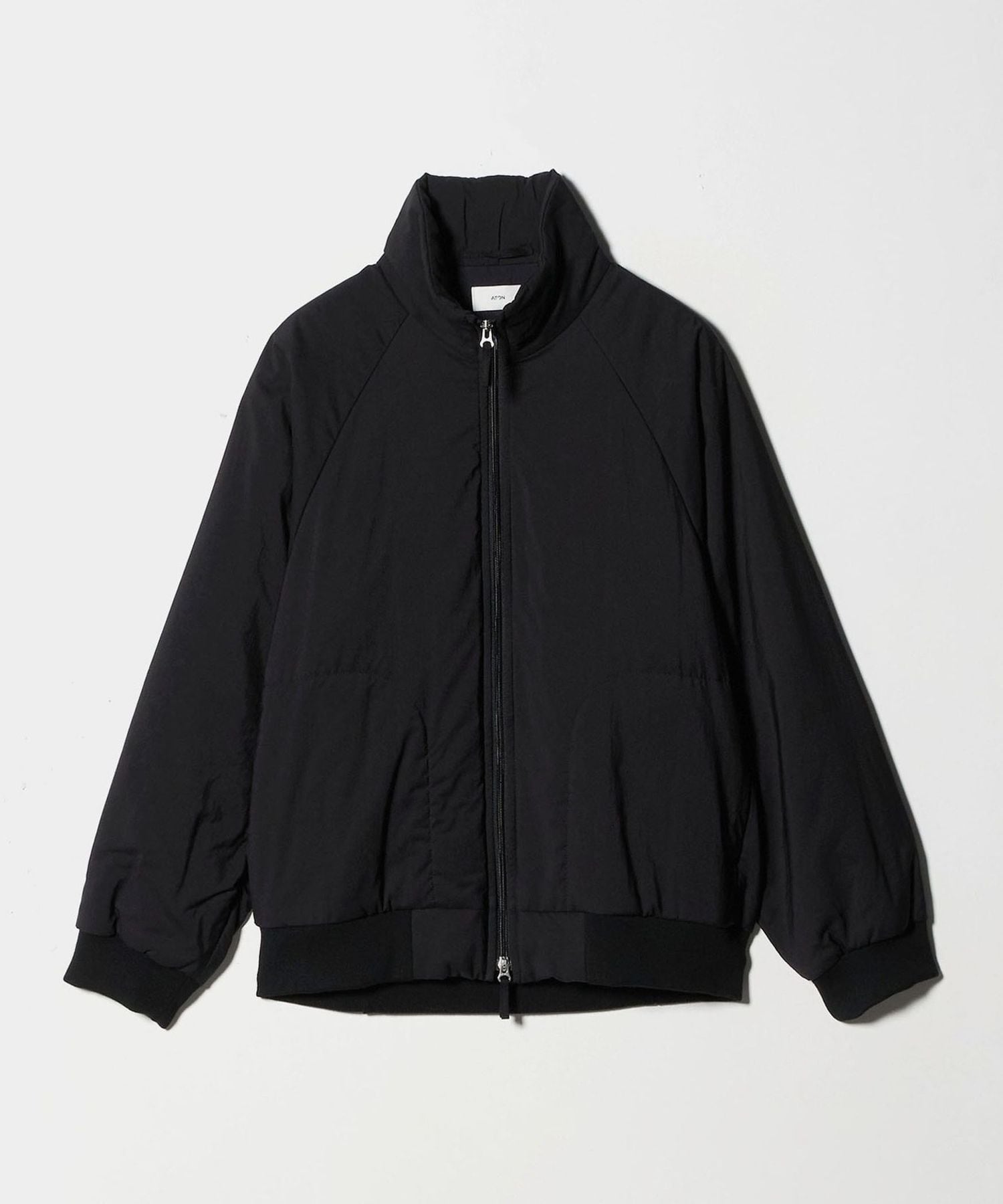 ATON ブラック ノーカラージャケット 11008JKAGSW0705005001