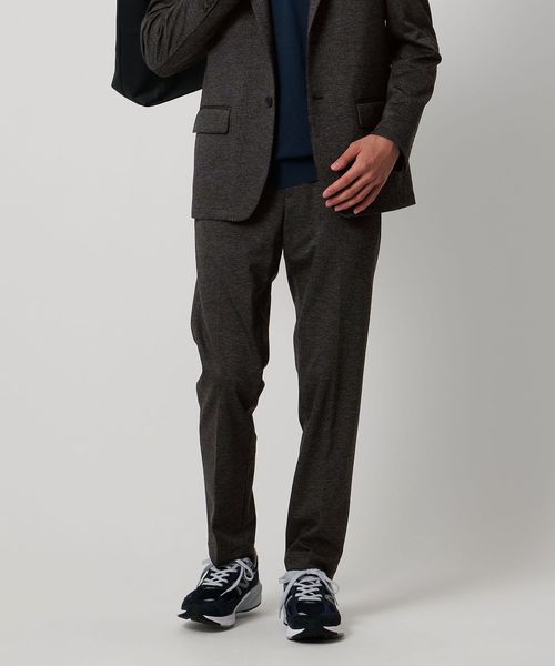 【UNITED ARROWS】美品 ノーカラーパンツ ストレッチ ウォッシャブル シャークスキン ジャージ ノープリーツパンツ UA COZY