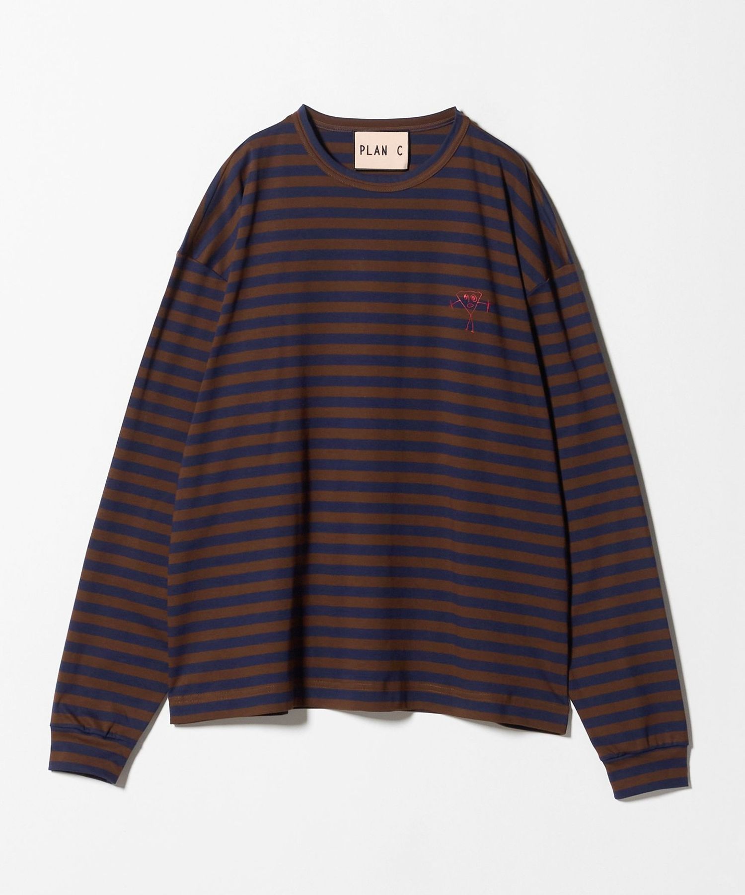 PLAN C＞ ストライプ オーバーサイズ ロングスリーブTシャツ
