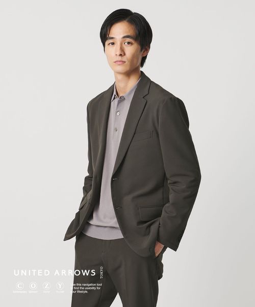 UNITED ARROWS/PERTEX バックブラッシュド シングル2ボタン テーラードジャケット UA COZY ウォッシャブル 2WAYストレッチ はっ水/セットアップ ジャケット