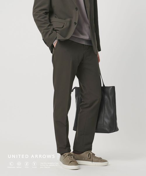 UNITED ARROWS/PERTEX バックブラッシュド ノープリーツ スラックス UA COZY ウォッシャブル 2WAYストレッチ はっ水/セットアップ パンツ