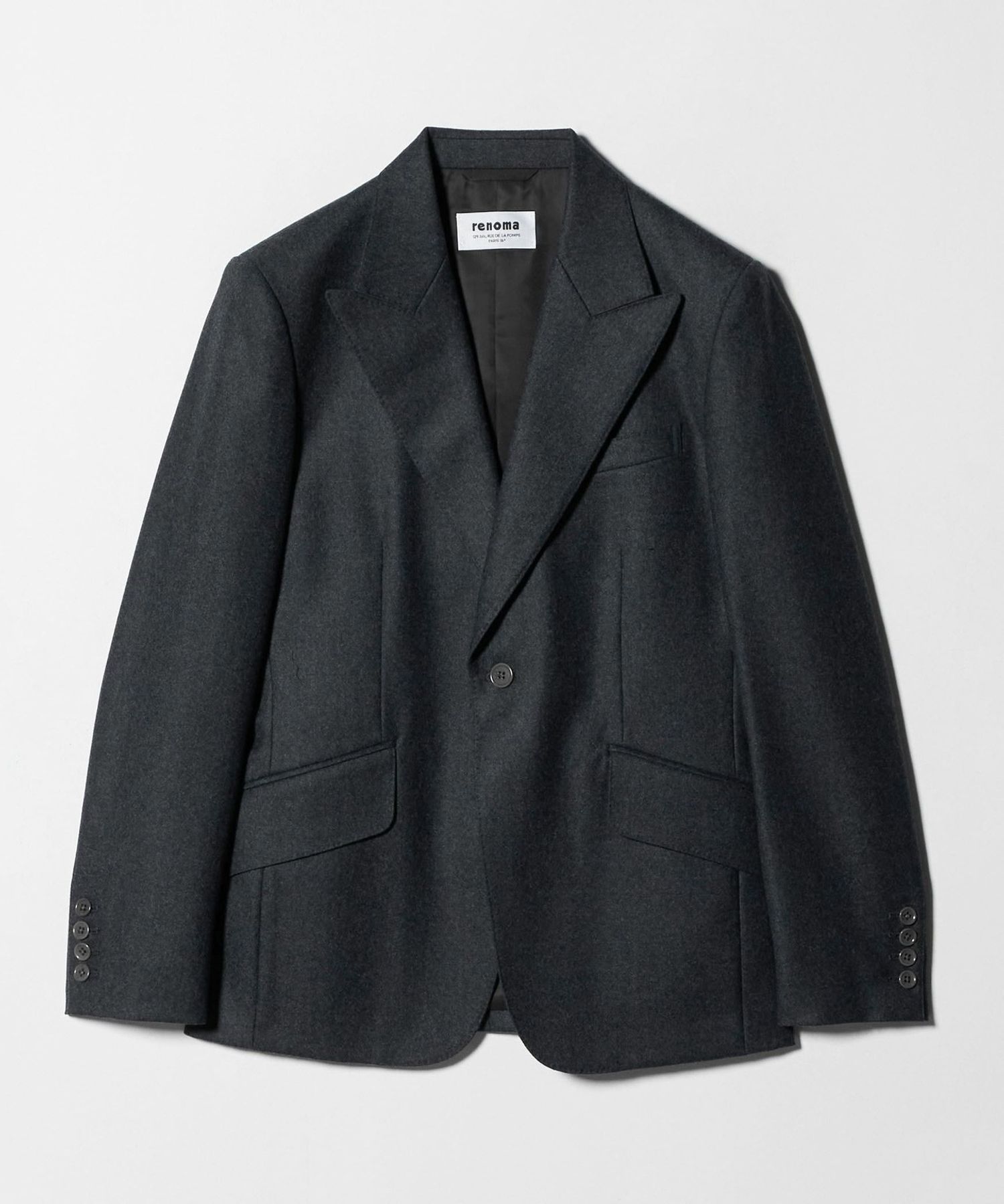 Rene☆ルネ・美品ホワイト テーラードジャケット36サイズ・R黒釦・綿