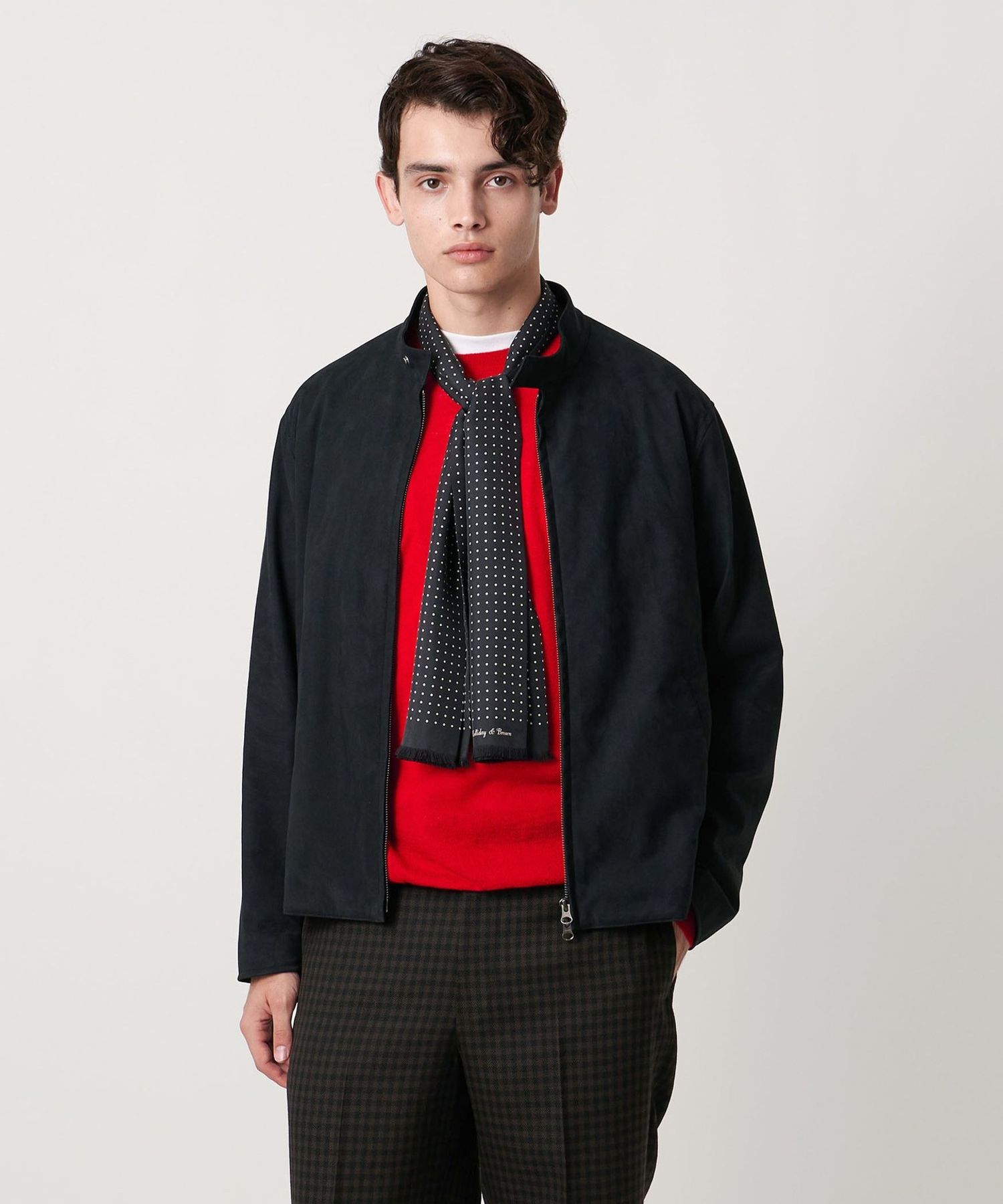 スエードライク シングル ライダースジャケット