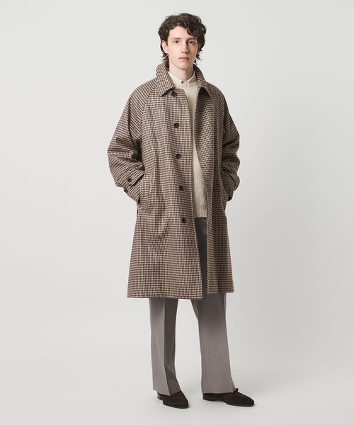 UNITED ARROWS/ウーステッドメルトン チェック バルマカーンコート/ステンカラーコート