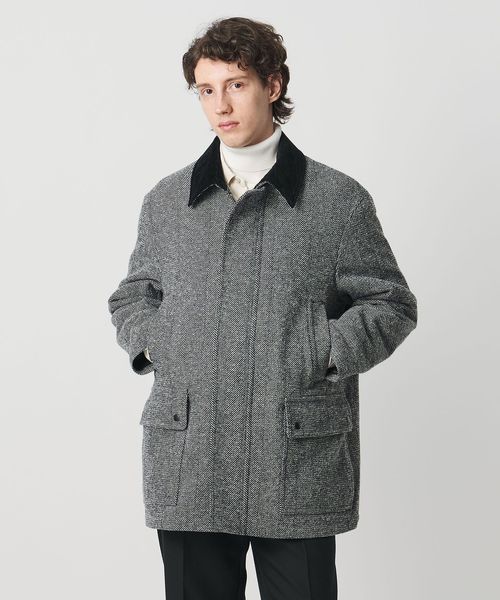 UNITED ARROWS/ヘリンボーン ミドルレングス フィールドジャケット/中綿 / キルティングジャケット