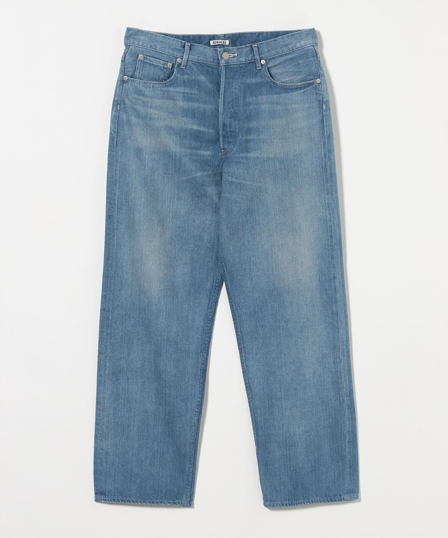AURALEE＞ SELVEDGE FADED LIGHT DENIM WIDE PANTS/ワイド